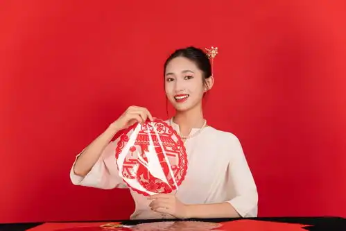 剪纸剪窗花新年龙年春节美女人物摄影图广告素材下载至来源处