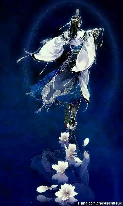 古韵美男背影莲花