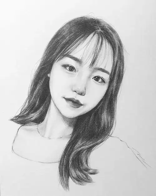 美女画家笔下的肖像素描,好美呀