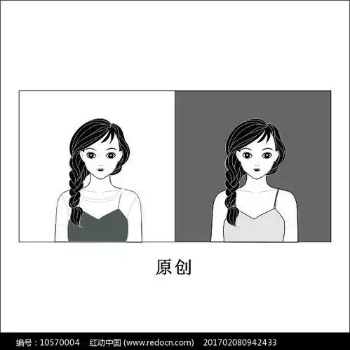 黑白美女头像卡通cdr
