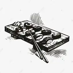 黑白手绘线条日料寿司素材图片免费下载高清png千库网图片编号9811832