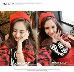 2015早秋新品韩系可爱红色格纹少女学生装上衣短裙两件套装