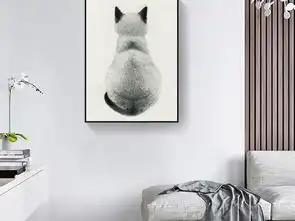 一只猫的背影北欧简约手绘黑白简单装饰画图片下载动物装饰画大全北欧装饰画编号17547515