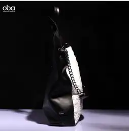 oba真皮女包2012秋新牛皮大包包欧美手提链条单肩两用包2121