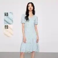 乐町连衣裙ledin乐町女士polo领泡泡袖长裙cwfad167086多少钱
