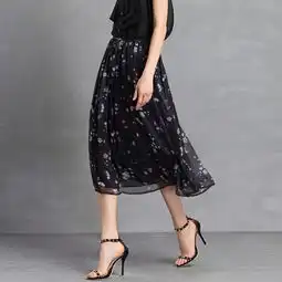 今升印花真丝碎花半身裙1712005女装裙装裙子黑色m