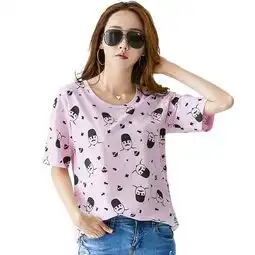 夏季女装t恤2018夏装新款大版百搭短袖上衣女士韩版卡通元素t恤