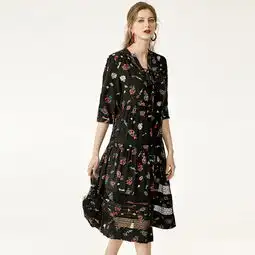 施悦名真丝连衣裙女中长款2019夏新款女装碎花桑蚕丝裙子女两件套a