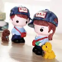 女友牵狗情侣头像卡通牵狗情头图片微信头像图片大全