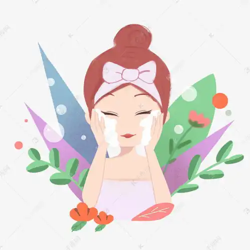 美容小清新可爱手绘洗脸的女孩免扣素材图片免费下载千库网