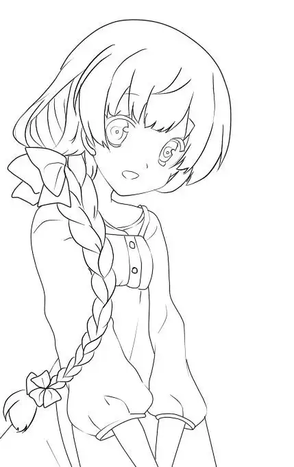 手绘线稿黑白动漫