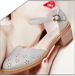 百年纪念1411春季新款女鞋子韩版一字扣文艺镂空单鞋女