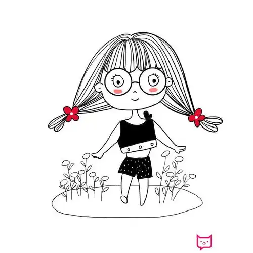 简单的人物简笔画教程,双马尾的小姑娘简笔画