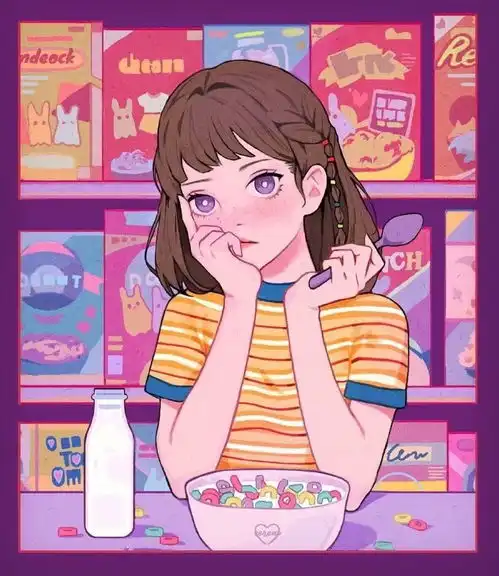 插画丨绘画丨糖果色甜系女生插画,少女感十足