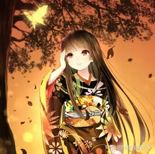 花季少女二次元和风美图,打扮华丽的长发少女,动感迷人讨人喜