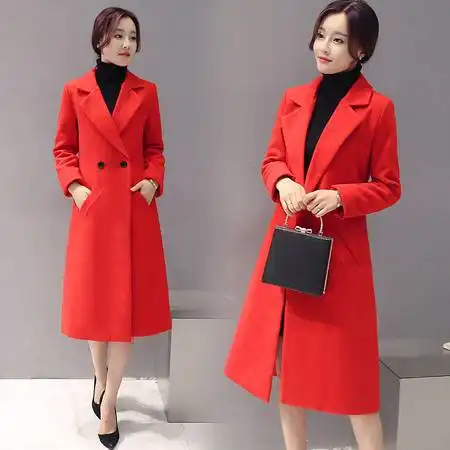 2017秋冬韩版新款女装中长款双面呢大衣女呢子外套女图片大全邮乐官方网站
