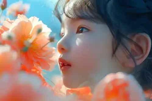 漂亮小女生与鲜花人物肖像摄影摄影图下载至来源处