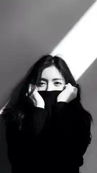 黑白色头像女生背影手机