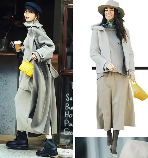 精致女人的冬日气质穿搭,厚外套裙子的15种搭配示范,暖又美
