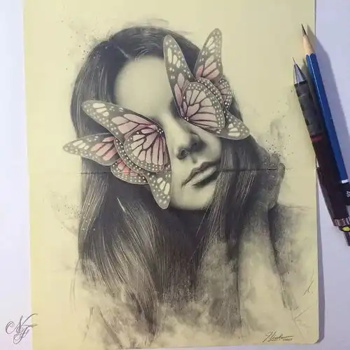 当蝴蝶遇上妹子,这组插画美爆了