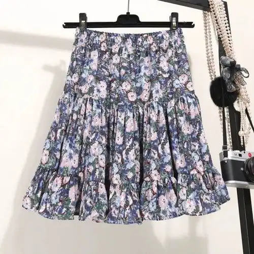 碎花半身裙女百褶裙2020新款高腰显瘦a字裙蓬蓬裙ins超火的短裙子