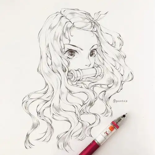 手绘动漫女孩头像线稿素材参考