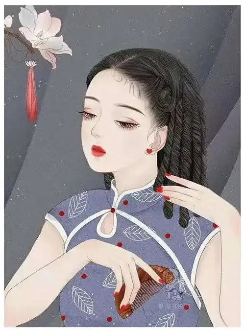 复古民国风手绘头像壁纸,优雅的旗袍女子,跃然纸上着实让人着迷