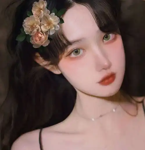 女生头像带花真人红粉宝
