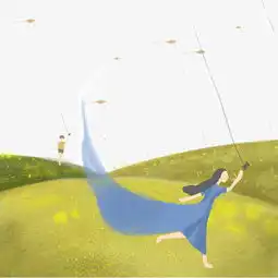 秋分唯美放风筝手绘免抠图图片素材其他格式下载动漫人物大全