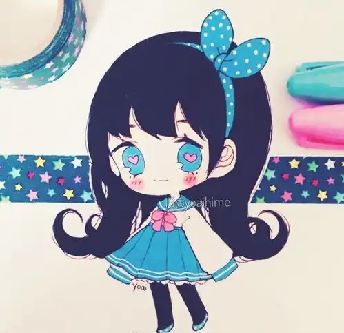 分享一组可爱的美少女头像马克笔手绘插画,萌萌少女心