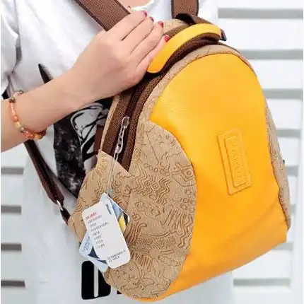 帆布双肩背包可爱韩版休闲学院风撞色清新拉链小包女生pu旅行包