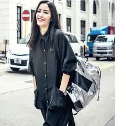 idea女式衬衫欧美bf风黑白色肌理中长款oversize衬衫裙