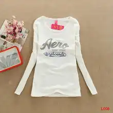 2013秋新品时尚个性女士长袖t恤白色女式印花t恤