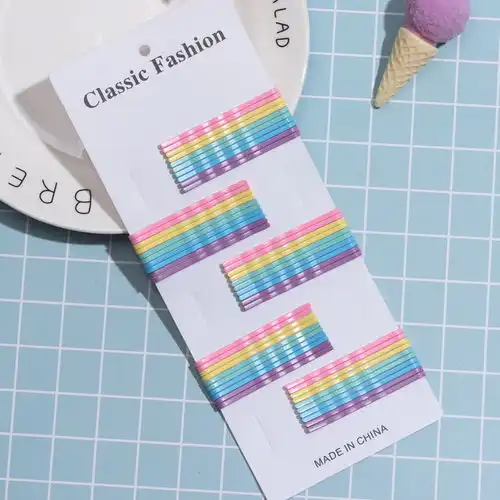 ins彩色发夹一字夹糖果色发夹韩版学生可爱少女网红刘海卡子发饰