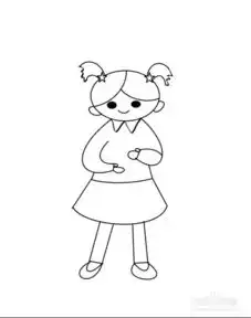 爱劳动小女孩的简笔画方法