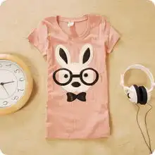 二件包邮10款4色入瑞丽时尚女式t韩版圆领卡通图案短袖t恤