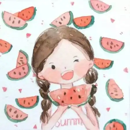 手绘卡通女孩头像,这类的女头才是最流行的