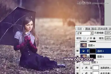 photoshop调出草地美女朦胧的暖色效果