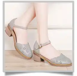 百年纪念1411春季新款女鞋子韩版一字扣文艺镂空单鞋女