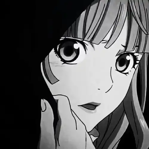 手绘女生头像卡通黑白ho