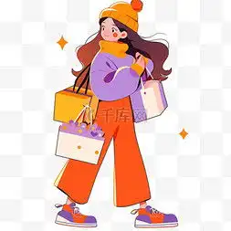 卡通头像女手绘购物