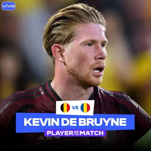 破门功臣官方德布劳内当选比利时20罗马尼亚全场最佳