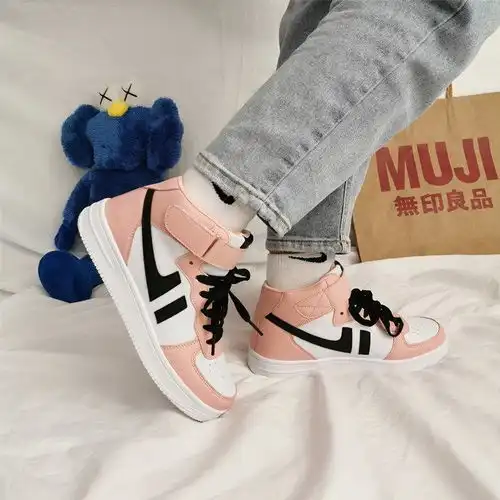 ins超火高帮板鞋女空军一号韩版学生港风小白鞋原宿百搭运动鞋潮