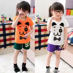 新款特色童装几元服装批发厂,儿童短袖短裤系列