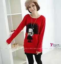 2011秋冬韩版新款时尚爆炸头小人卡通针织毛衣