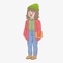 冬季冬日逛街女青年卡通手绘图片素材其他格式下载动漫人物大全
