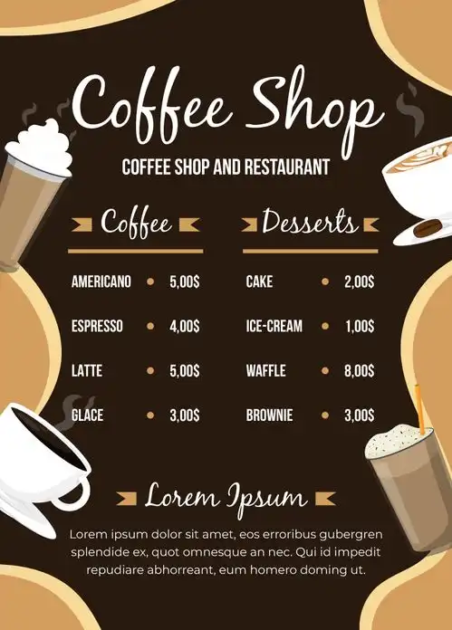 文字简约高级感大气手绘风咖啡菜单节日海报