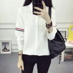 韩都部落2016新品韩版白色衬衫女学院风百搭长袖学生外穿打底衬衣