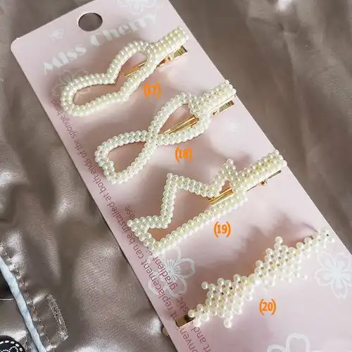 网红时尚淑女珍珠发夹韩国头饰学刘海生边夹一字发卡碎发ins发卡