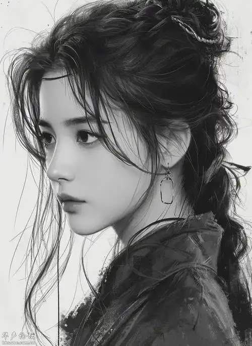 手绘美人头像